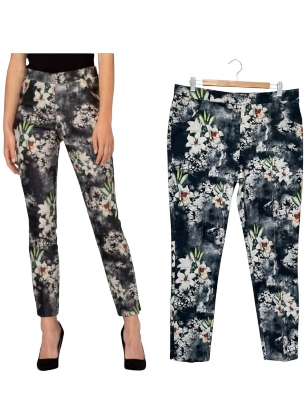 Joseph Ribkoff Floral Pull On Pants - Size 14